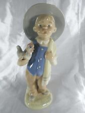 SUPERBE GRANDE FIGURINE GARÇON AU COQ EN PORCELAINE ESPAGNOL REX VALENCIA