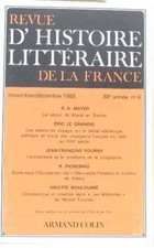 Revue d'histoire littéraire de la France 88è année novembre décembre