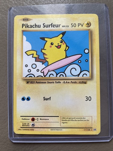 Carte pokémon pikachu surfeur - carte,