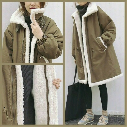 Femme revers manteau parka - revers,