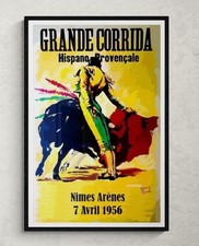 AFFICHE POSTER Nîmes Corrida 1956