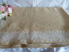 Ancienne nappe coton lin beige