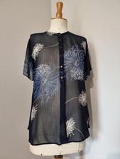 NITYA : CHEMISIER VOILE  SUPERBE IMPRIMÉ VEGETAL TON MARINE 