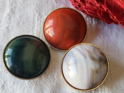 Trio boutons vintage - , metal