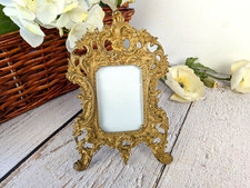 Cadre de photo vintage en bronze doré & verre style rocaille Art Nouveau France