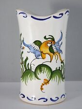  PETIT VASE CERAMIQUE A DECOR D'OISEAU ARABESQUE A  MOUSTIERS HAUT 11 CM   