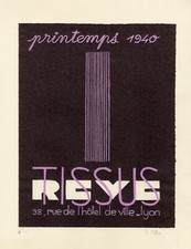 "TISSUS RÊVE LYON PRINTEMPS 1940" Maquette gouache originale S. MITTON