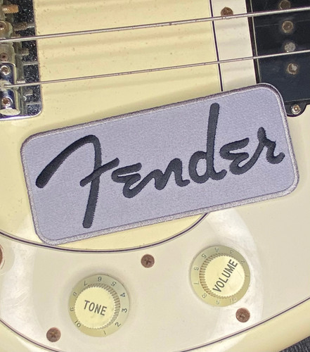 Grey fender guitar embroidered - grey,