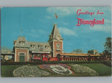 Salutations De Disneyland Entrée Floral Mickey Train CA Carte Postale 1969