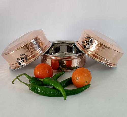 Cuivre bol handi pour - cuivre, plats