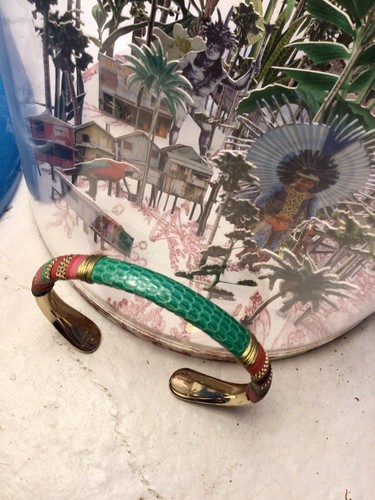 Bracelet massaï cuir - massaï, vert