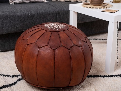 Handmade pouf genuine leather - handmade,