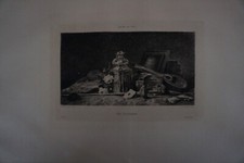 Euphémie MURATON (1840-1914) GRANDE GRAVURE XIX° NATURE MORTE MUSIQUE FLEUR