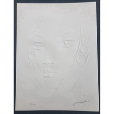 OUDOT Roland - Empreinte originale "Portrait de Femme " 40x30cm - 1988