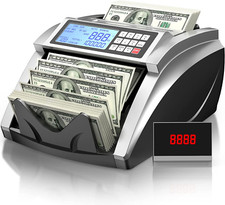 Money Counter Machine with Value Bill Count, Cash Counter for Dollar, Euro with