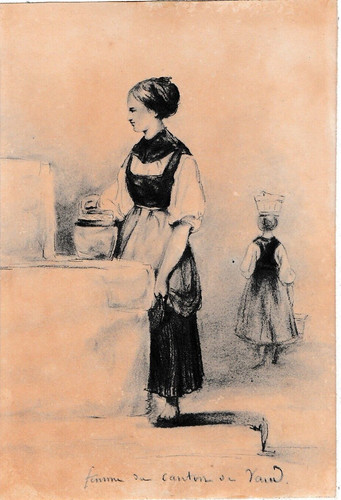 Dessin ancien suisse femme - dessin,