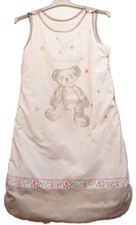 Lulu et Castagnette gigoteuse coton blanche taupe sans manche ours 6-36 mois