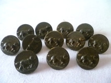 12 ANCIENS BOUTONS DE CHASSE CHIEN MÉTAL SERTI PEINT 16mm (8)