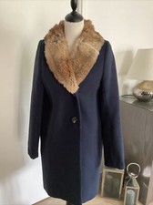 Caban manteau BA&SH taille 38/40 bleu col poils de lapin bon état