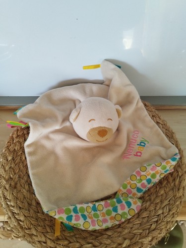 Doudou plat ours beige revers - ours,