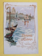 Superbe cpa 1900 New Art Source Cachat ILLUSTRATION ÉVIAN les BAINS Les Bains