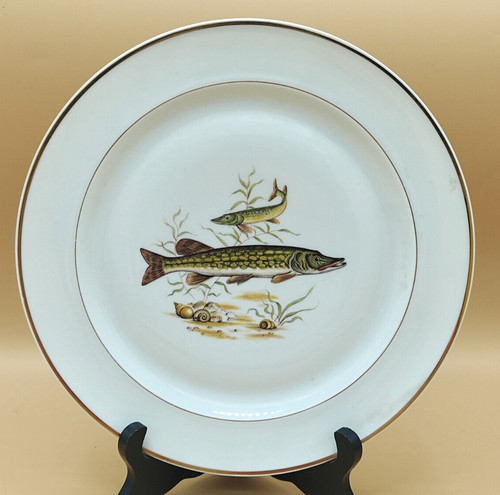 Assiette plate décor pêche