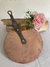 525⚜️ Ancien Couvercle Plat en Cuivre Pour Casserole Vintage Diamètre 24 Cm