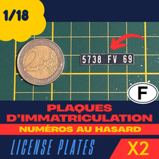 Plaques d’immatriculation Françaises Collection Noires pour miniature 1/18 1:18