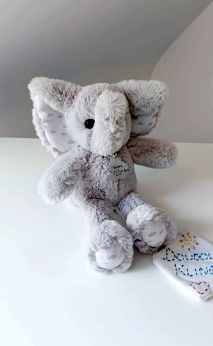 Peluche doudou éléphant - peluche/doudou, gris