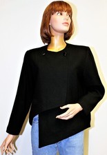 Vintage 80's asymmetric jacket PIERRE CARDIN CREATION black wool 44FR 12US
