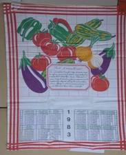 ANCIEN TORCHON CALENDRIER ANNÉE 1983  DECO NOEL CPA PTT LA POSTE TAPISSERIE