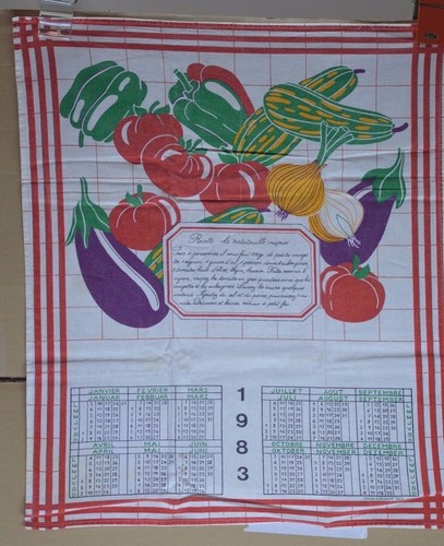 Ancien torchon calendrier - ancien,