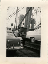 PHOTO ANCIENNE - VINTAGE SNAPSHOT - VOITURE BATEAU CHEMINÉE TRANSPORT -CAR BOAT