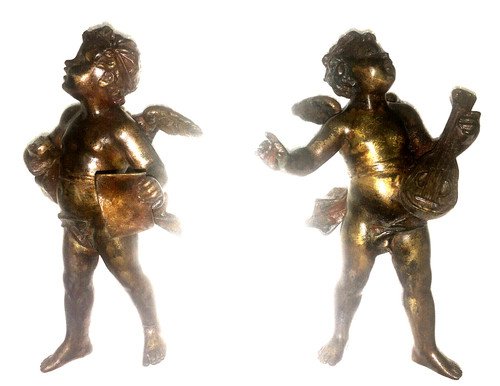 Paire putti musiciens - putti, en
