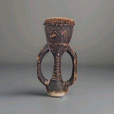 Tambour africain bois sculpté - tambour,