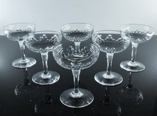 ANCIENES 6  VERRES COUPES A CHAMPAGNE MARTINI VERRE SOUFFLE TAILLE BACCARAT ART