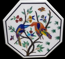 18 " Marbre Table Top Pietra Dura Artisanal Pierres Incrustation Art Décor