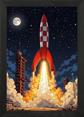 Tintin rocket launching - rocket, into