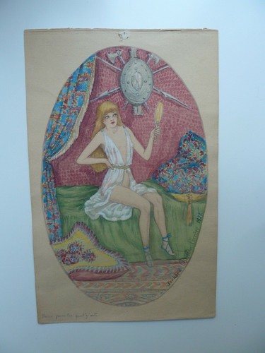 Ancien dessin aquarelle