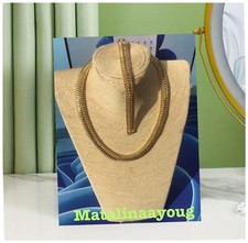 ENSEMBLE BRACE COLLIER  MAILLE AMÉRICAINE  47 CM PLAQUÉ OR  LARG 14MM POUR FEMME