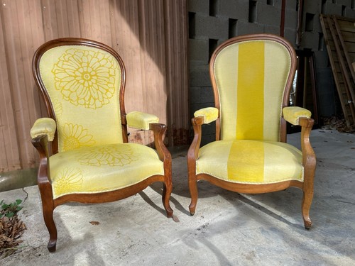 Fauteuils voltaire jaune - 2,