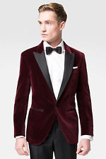 Veste De Tuxedo En Velours Pour Hommes EHS Maroon Élégante Luxueuse Pour Noël