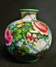 ANCIEN VASE FAIENCE ROYAL BONN DECOR UNE TREILLE DE ROSES 1900 rf :D2115