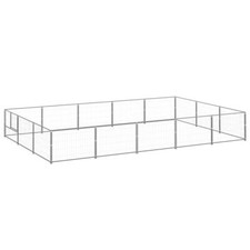 Chenil extérieur cage enclos parc animaux chien argenté 15 m² acier Helloshop26