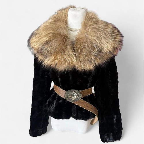 Manteau court noir fourrure - manteau,
