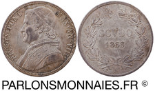 1 Scudo Pie IX 1853 R VIII SPL