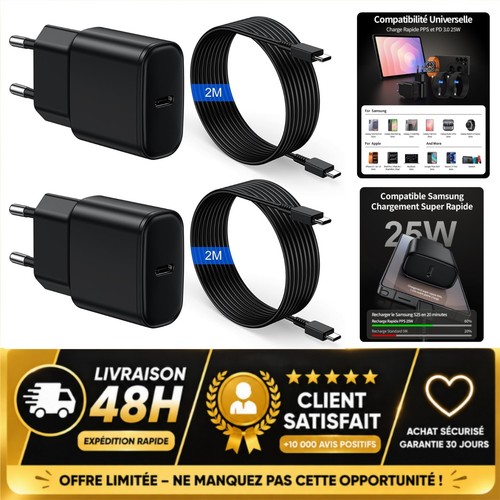Chargeur usb 25w - lot, 2