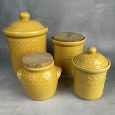 Ensemble 4 pots cuisine épices et divers GENEVIEVE LETHU 1998 grain de riz jaune