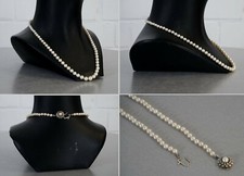 Collier de perles Akoya noble boucle 585/14 carats or blanc collier femme 52 cm