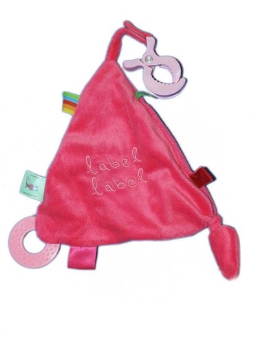 Doudou plat rose label - doudou,